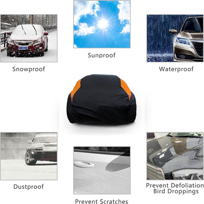 Waterproof Car Cover All Weather Snowproof UV Protection Windproof Outdoor Full car Cover, Universal Fit for Sedan (Fit Sedan Length 194-206 inch, Blue) - Colors B