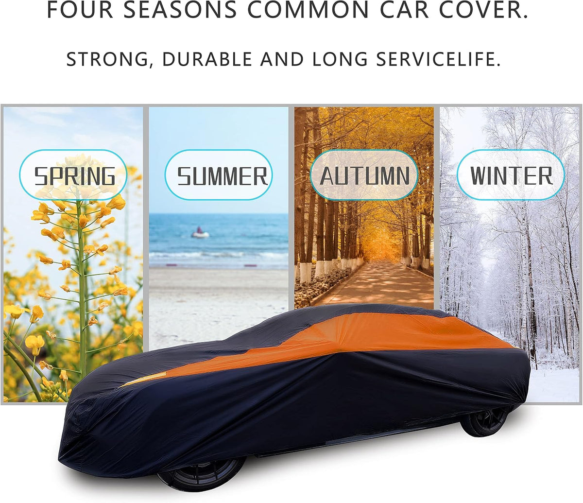 Waterproof Car Cover All Weather Snowproof UV Protection Windproof Outdoor Full car Cover, Universal Fit for Sedan (Fit Sedan Length 194-206 inch, Blue) - Colors B
