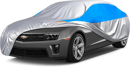 Waterproof Car Cover All Weather Snowproof UV Protection Windproof Outdoor Full car Cover, Universal Fit for Sedan (Fit Sedan Length 194-206 inch, Blue) - Colors B