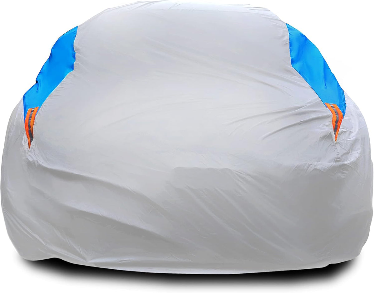 Waterproof Car Cover All Weather Snowproof UV Protection Windproof Outdoor Full car Cover, Universal Fit for Sedan (Fit Sedan Length 194-206 inch, Blue) - Colors B