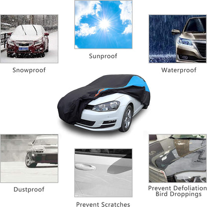 Waterproof Car Cover All Weather Snowproof UV Protection Windproof Outdoor Full car Cover, Universal Fit for Sedan (Fit Sedan Length 194-206 inch, Blue) - Colors B