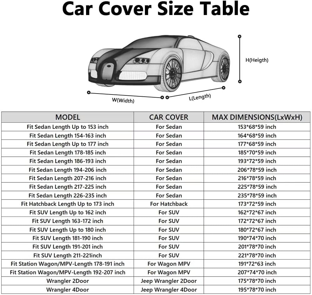 Waterproof Car Cover All Weather Snowproof UV Protection Windproof Outdoor Full car Cover, Universal Fit for Sedan (Fit Sedan Length 194-206 inch, Blue) - Colors B