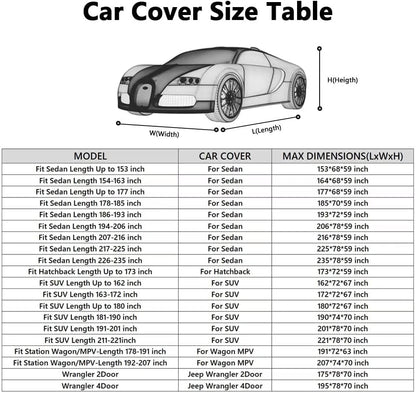 Waterproof Car Cover All Weather Snowproof UV Protection Windproof Outdoor Full car Cover, Universal Fit for Sedan (Fit Sedan Length 194-206 inch, Blue) - Colors B
