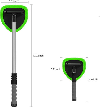 desin Windshield Cleaning Tool, Car Window Cleaner Windshield Cleaner with 4 Reusable and Washable Microfiber Pads and Extendable Handle Auto Inside Glass Wiper Kit