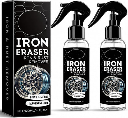 Iron Eraser Rust Remover Spray, Iron Powder Remover Spray for Car Wheels and Paint Fast Acting Rust and Brake Dust Remover, Professional Automotive Surface Cleaning (2pcs)
