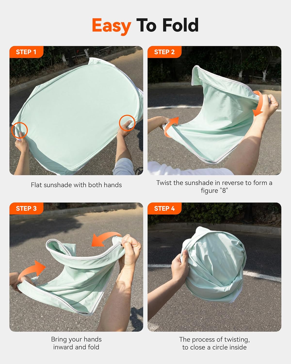WOLFBOX Foldable Car Windshield Sun Shade, Maximum UV & Heat Shield Front Window Sunshade Visor Protector for Car SUV Truck (Black & Beige, XX-Large 69''x35'')