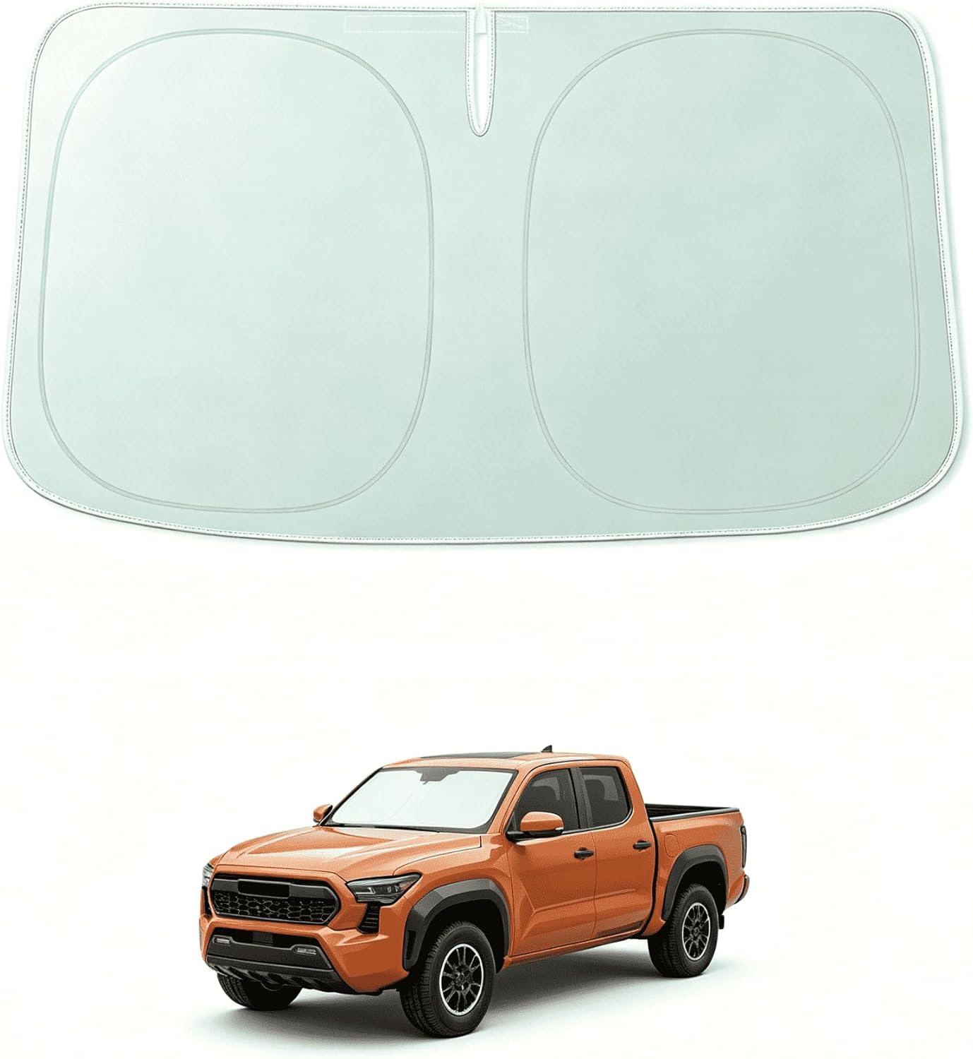 WOLFBOX Foldable Car Windshield Sun Shade, Maximum UV & Heat Shield Front Window Sunshade Visor Protector for Car SUV Truck (Black & Beige, XX-Large 69''x35'')