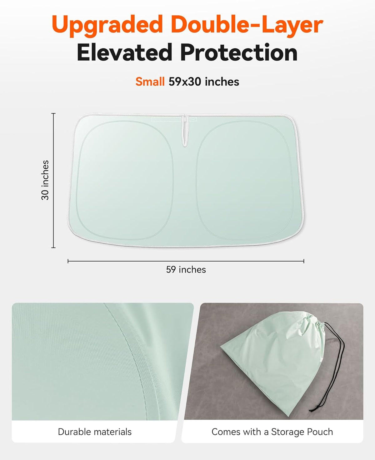 WOLFBOX Foldable Car Windshield Sun Shade, Maximum UV & Heat Shield Front Window Sunshade Visor Protector for Car SUV Truck (Black & Beige, XX-Large 69''x35'')