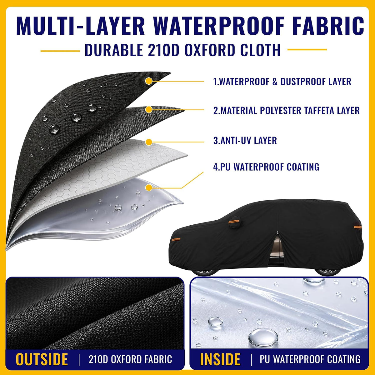210D-PU Car Cover for Honda Civic Sedan Coupe - Colors B