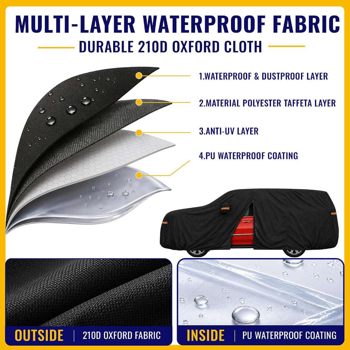 210D-PU Car Cover for Honda Civic Sedan Coupe - Colors B