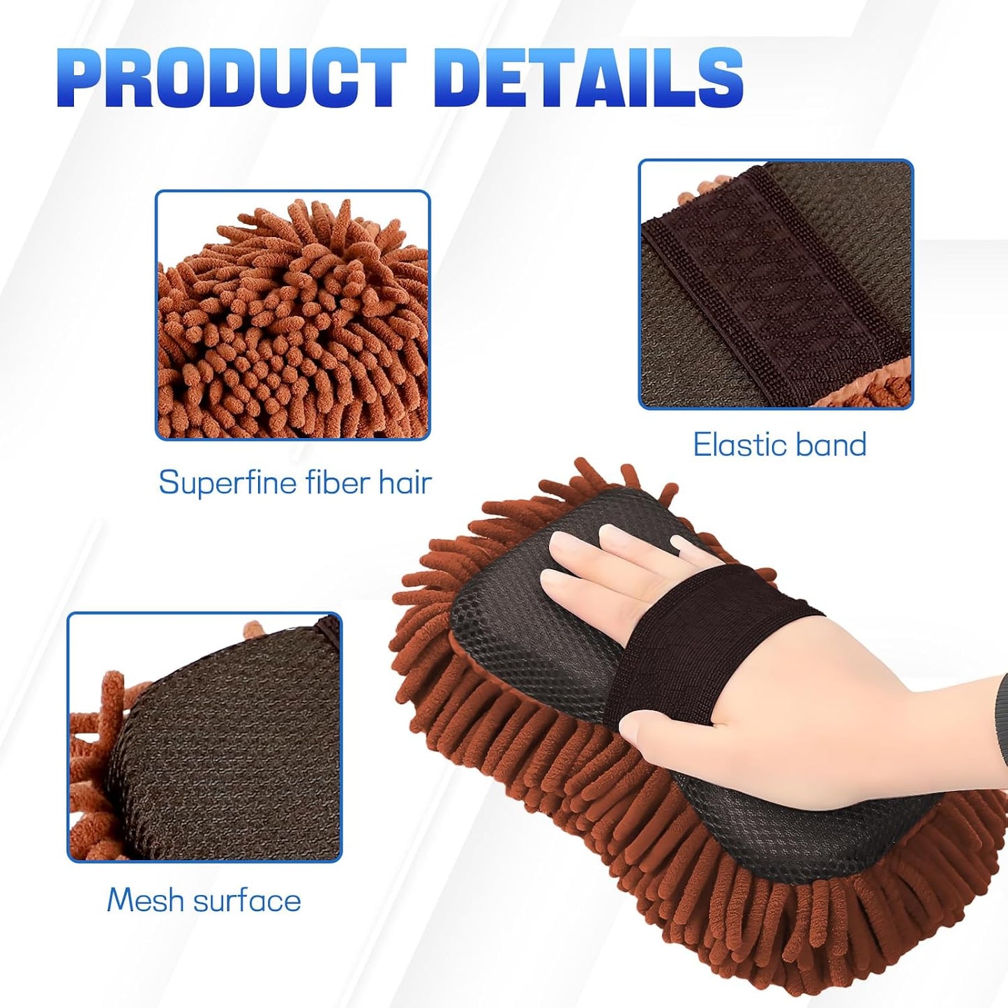 2PCS Microfiber Car Wash Sponge, Double Sided Chenille Microfiber Car Wash Mitt, Scratch Free & Lint Free, Absorbent Automotive Washing Sponges, Auto Cleaning Supplies (Green)