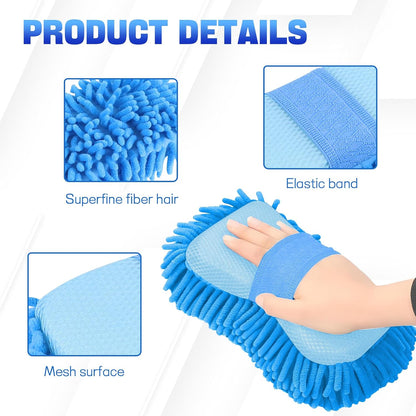 2PCS Microfiber Car Wash Sponge, Double Sided Chenille Microfiber Car Wash Mitt, Scratch Free & Lint Free, Absorbent Automotive Washing Sponges, Auto Cleaning Supplies (Green)