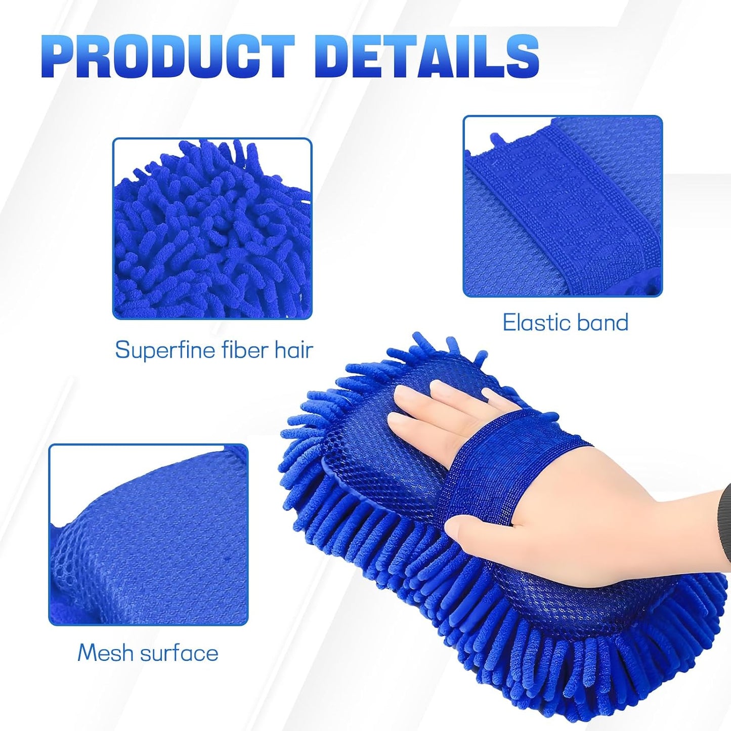 2PCS Microfiber Car Wash Sponge, Double Sided Chenille Microfiber Car Wash Mitt, Scratch Free & Lint Free, Absorbent Automotive Washing Sponges, Auto Cleaning Supplies (Green)