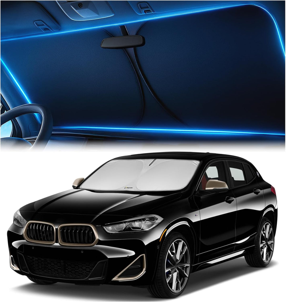 Windshield Sun Shade for Dodge RAM 1500 2019-2023 2024 2025 2026, Foldable Car Window Sunshade, Heat & UV Visor Cover, Reflective Front Shades Accessories - Colors E