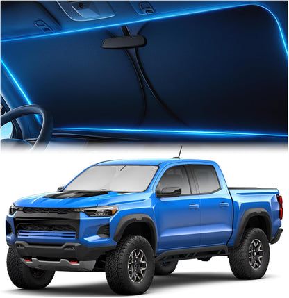 Windshield Sun Shade for Dodge RAM 1500 2019-2023 2024 2025 2026, Foldable Car Window Sunshade, Heat & UV Visor Cover, Reflective Front Shades Accessories - Colors E