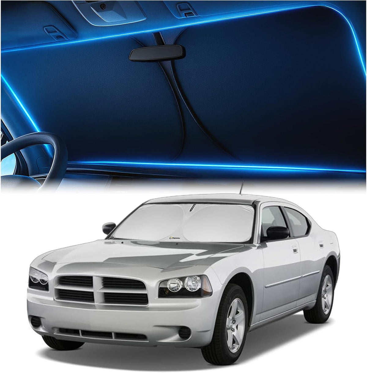 Windshield Sun Shade for Dodge RAM 1500 2019-2023 2024 2025 2026, Foldable Car Window Sunshade, Heat & UV Visor Cover, Reflective Front Shades Accessories - Colors E