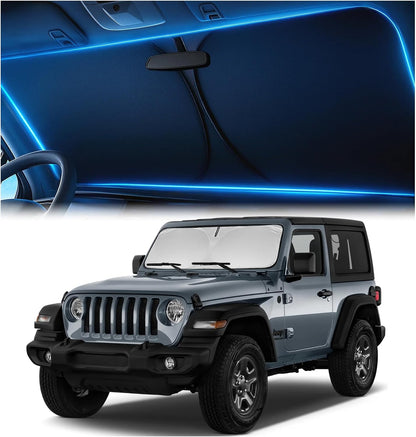 Windshield Sun Shade for Dodge RAM 1500 2019-2023 2024 2025 2026, Foldable Car Window Sunshade, Heat & UV Visor Cover, Reflective Front Shades Accessories - Colors E