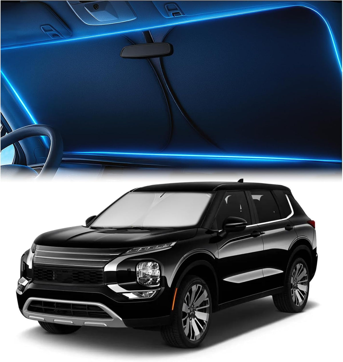 Windshield Sun Shade for Dodge RAM 1500 2019-2023 2024 2025 2026, Foldable Car Window Sunshade, Heat & UV Visor Cover, Reflective Front Shades Accessories - Colors E