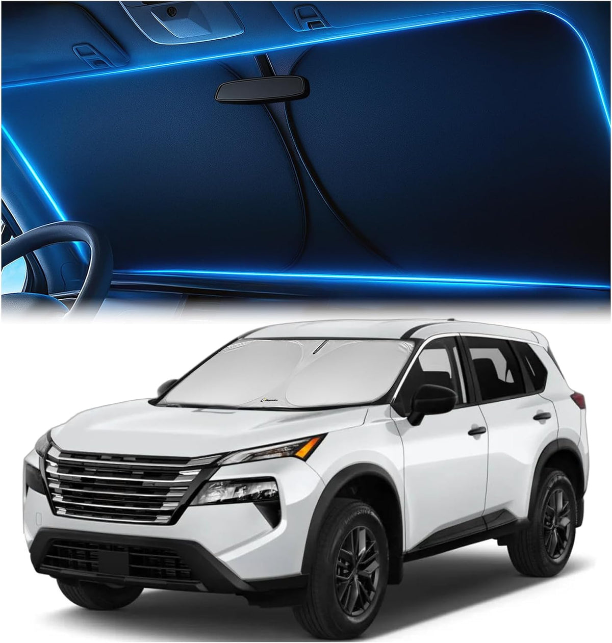 Windshield Sun Shade for Dodge RAM 1500 2019-2023 2024 2025 2026, Foldable Car Window Sunshade, Heat & UV Visor Cover, Reflective Front Shades Accessories - Colors E