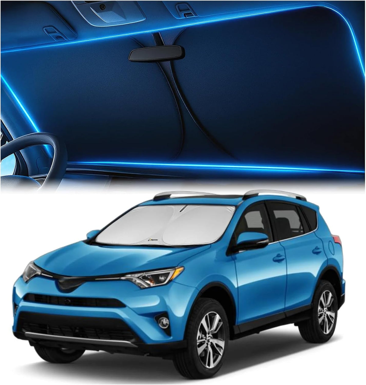 Windshield Sun Shade for Dodge RAM 1500 2019-2023 2024 2025 2026, Foldable Car Window Sunshade, Heat & UV Visor Cover, Reflective Front Shades Accessories - Colors E