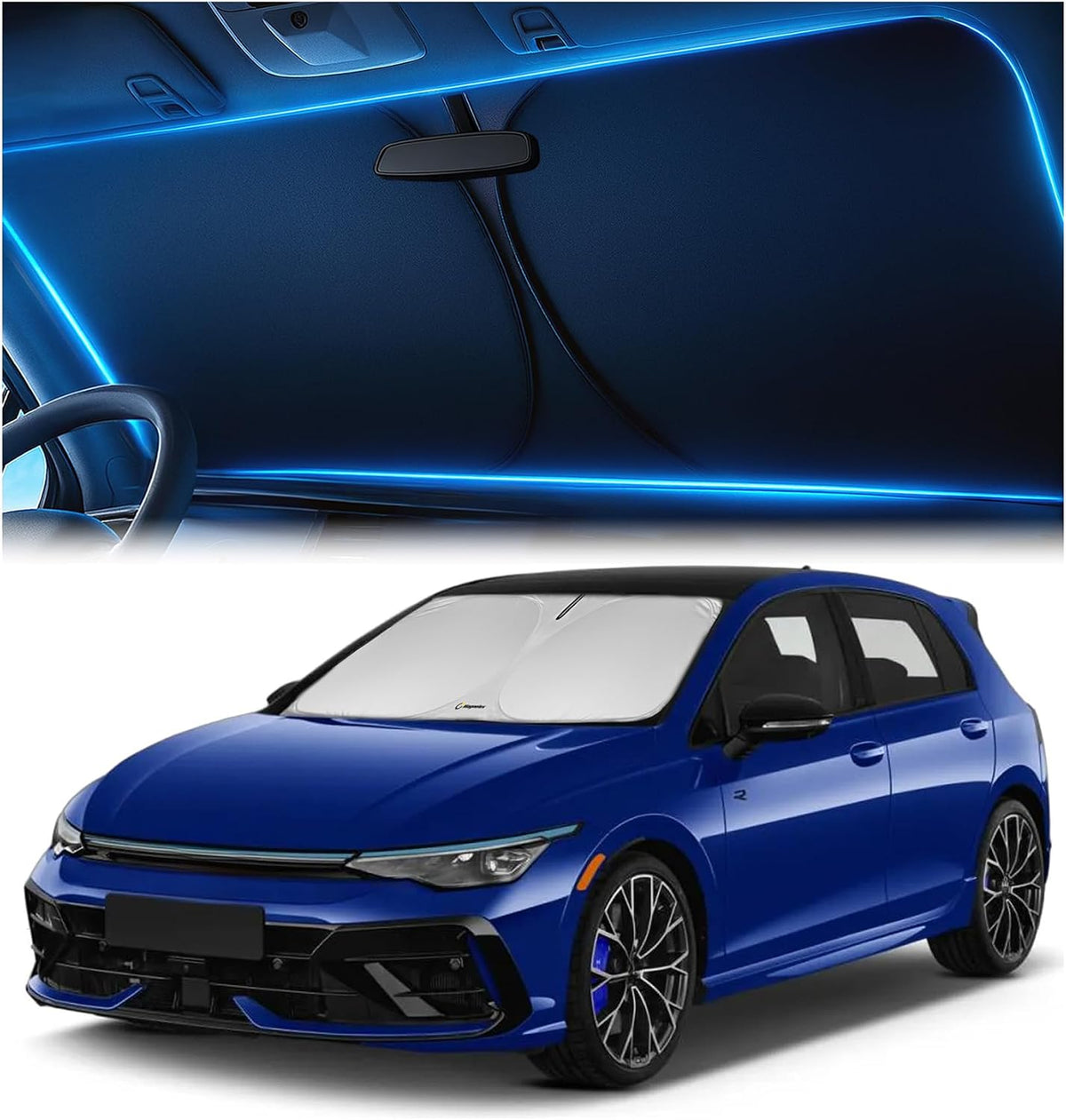 Windshield Sun Shade for Dodge RAM 1500 2019-2023 2024 2025 2026, Foldable Car Window Sunshade, Heat & UV Visor Cover, Reflective Front Shades Accessories - Colors E