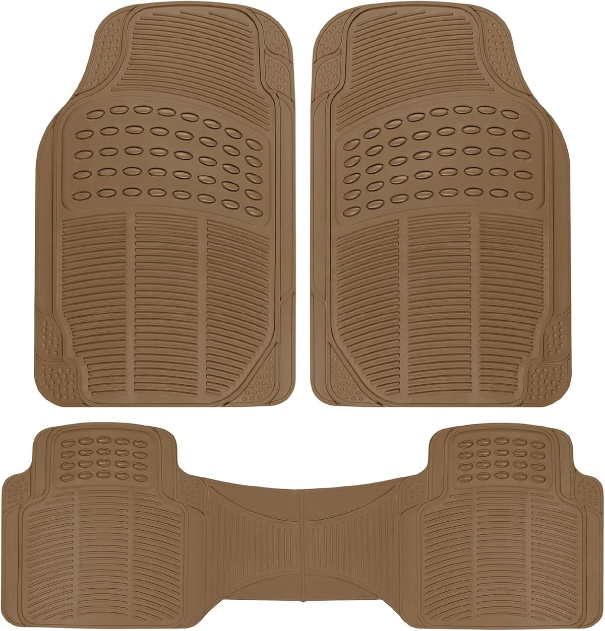 BDK ProLiner Car Floor Mats for Cars Trucks SUV, 3-Piece All-Weather Heavy Duty Rubber Liners with Universal Trimmable Fit, Durable Waterproof Vehicle Auto Floor Mats with Capture Ridges Black