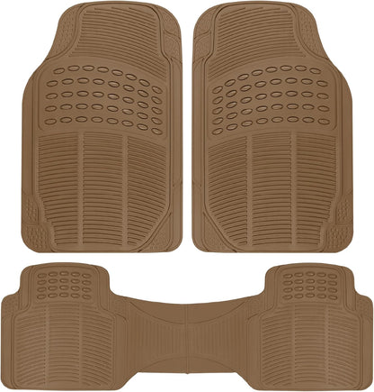 BDK ProLiner Car Floor Mats for Cars Trucks SUV, 3-Piece All-Weather Heavy Duty Rubber Liners with Universal Trimmable Fit, Durable Waterproof Vehicle Auto Floor Mats with Capture Ridges Black