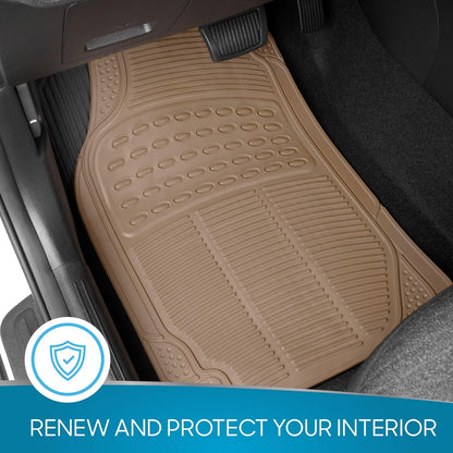 BDK ProLiner Car Floor Mats for Cars Trucks SUV, 3-Piece All-Weather Heavy Duty Rubber Liners with Universal Trimmable Fit, Durable Waterproof Vehicle Auto Floor Mats with Capture Ridges Black