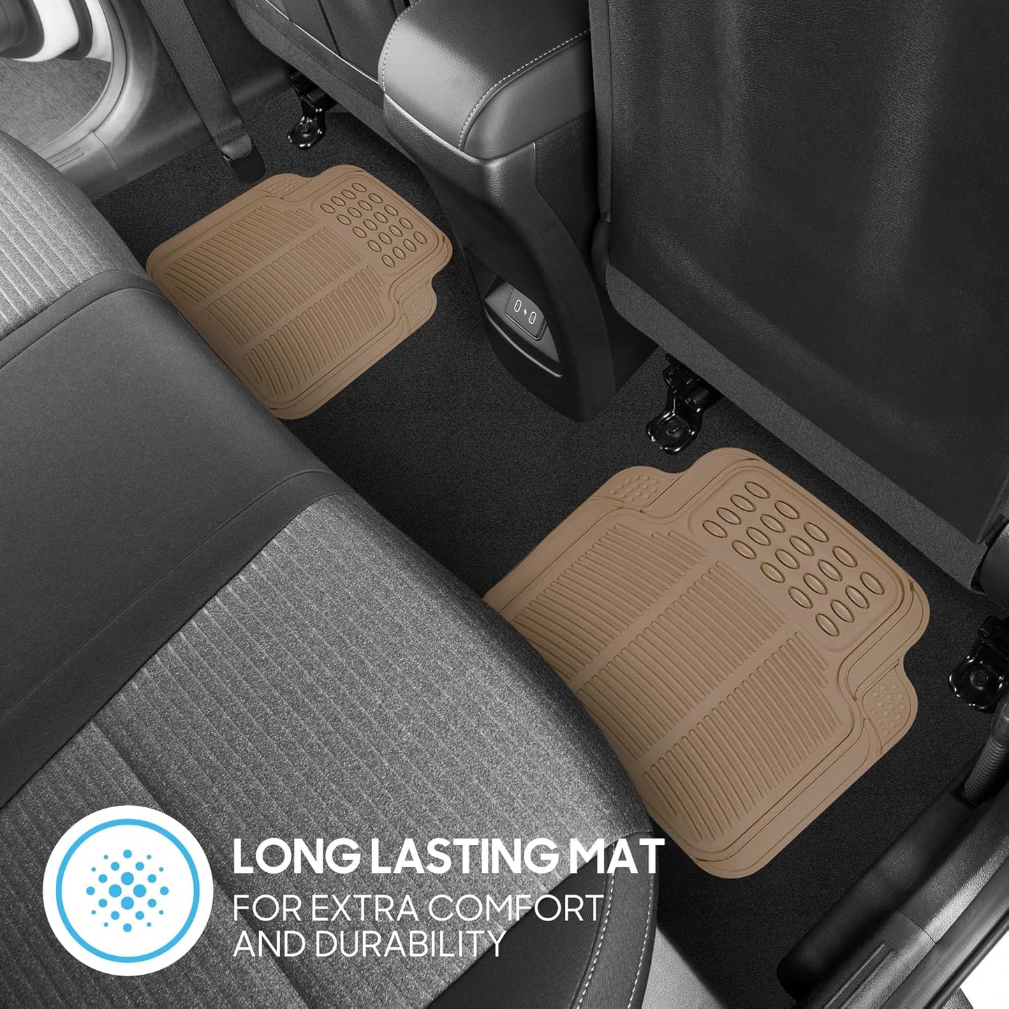 BDK ProLiner Car Floor Mats for Cars Trucks SUV, 3-Piece All-Weather Heavy Duty Rubber Liners with Universal Trimmable Fit, Durable Waterproof Vehicle Auto Floor Mats with Capture Ridges Black