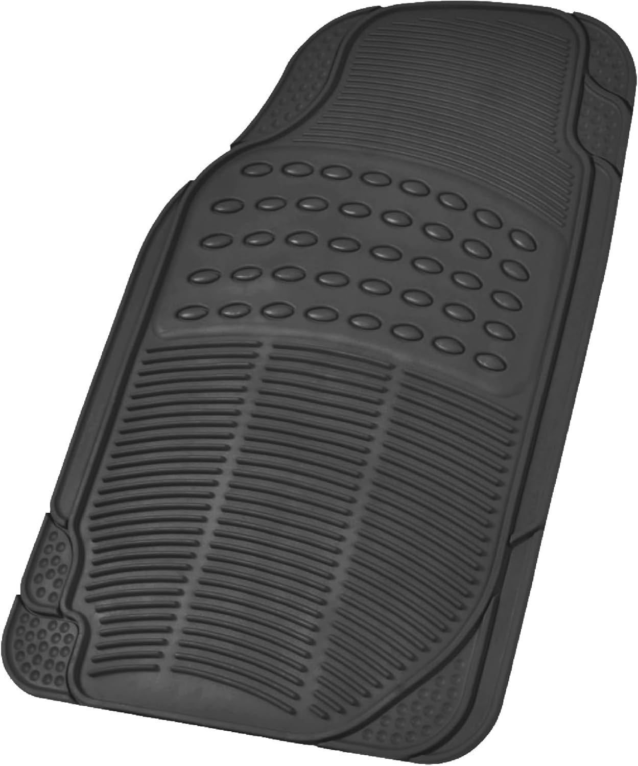 BDK ProLiner Car Floor Mats for Cars Trucks SUV, 3-Piece All-Weather Heavy Duty Rubber Liners with Universal Trimmable Fit, Durable Waterproof Vehicle Auto Floor Mats with Capture Ridges Black