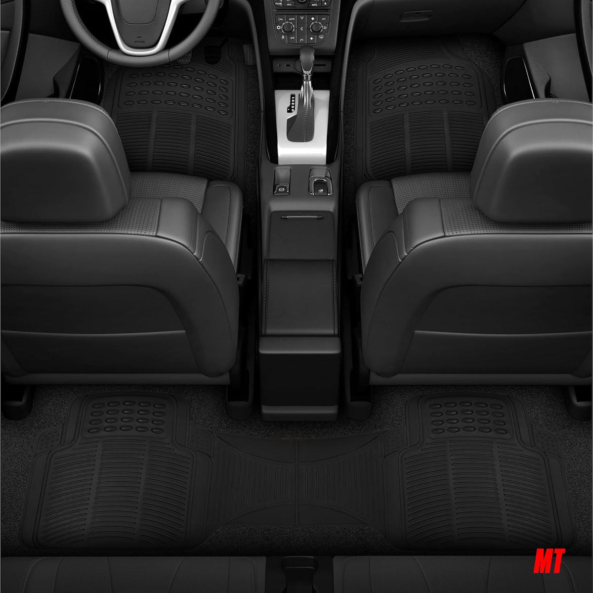 BDK ProLiner Car Floor Mats for Cars Trucks SUV, 3-Piece All-Weather Heavy Duty Rubber Liners with Universal Trimmable Fit, Durable Waterproof Vehicle Auto Floor Mats with Capture Ridges Black