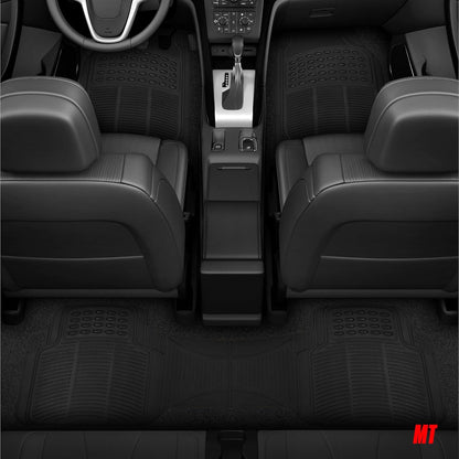 BDK ProLiner Car Floor Mats for Cars Trucks SUV, 3-Piece All-Weather Heavy Duty Rubber Liners with Universal Trimmable Fit, Durable Waterproof Vehicle Auto Floor Mats with Capture Ridges Black