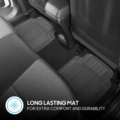 BDK ProLiner Car Floor Mats for Cars Trucks SUV, 3-Piece All-Weather Heavy Duty Rubber Liners with Universal Trimmable Fit, Durable Waterproof Vehicle Auto Floor Mats with Capture Ridges Black