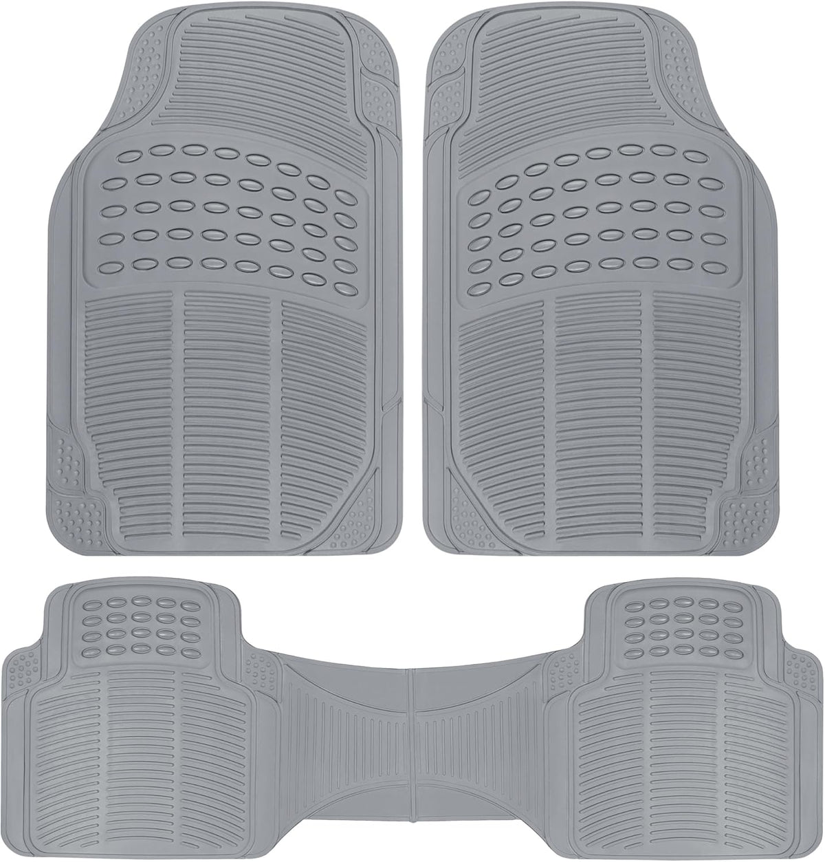 BDK ProLiner Car Floor Mats for Cars Trucks SUV, 3-Piece All-Weather Heavy Duty Rubber Liners with Universal Trimmable Fit, Durable Waterproof Vehicle Auto Floor Mats with Capture Ridges Black