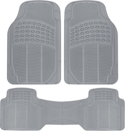 BDK ProLiner Car Floor Mats for Cars Trucks SUV, 3-Piece All-Weather Heavy Duty Rubber Liners with Universal Trimmable Fit, Durable Waterproof Vehicle Auto Floor Mats with Capture Ridges Black