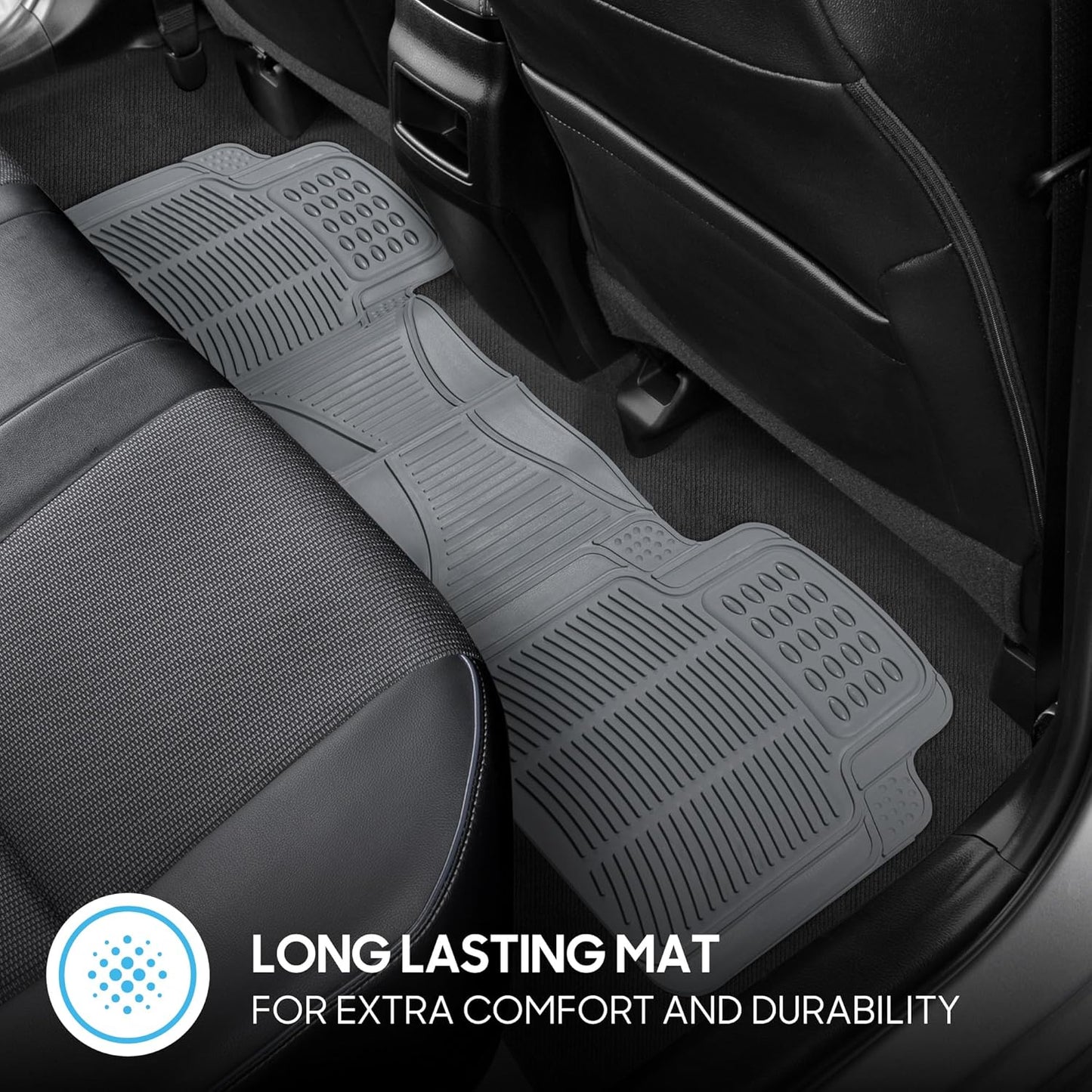 BDK ProLiner Car Floor Mats for Cars Trucks SUV, 3-Piece All-Weather Heavy Duty Rubber Liners with Universal Trimmable Fit, Durable Waterproof Vehicle Auto Floor Mats with Capture Ridges Black