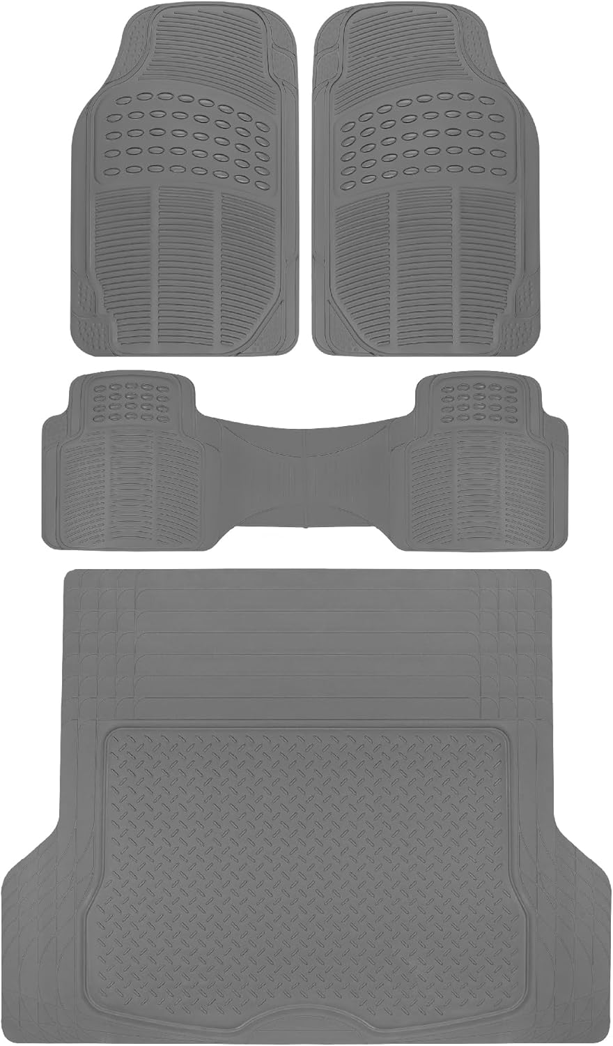 BDK ProLiner Car Floor Mats for Cars Trucks SUV, 3-Piece All-Weather Heavy Duty Rubber Liners with Universal Trimmable Fit, Durable Waterproof Vehicle Auto Floor Mats with Capture Ridges Black