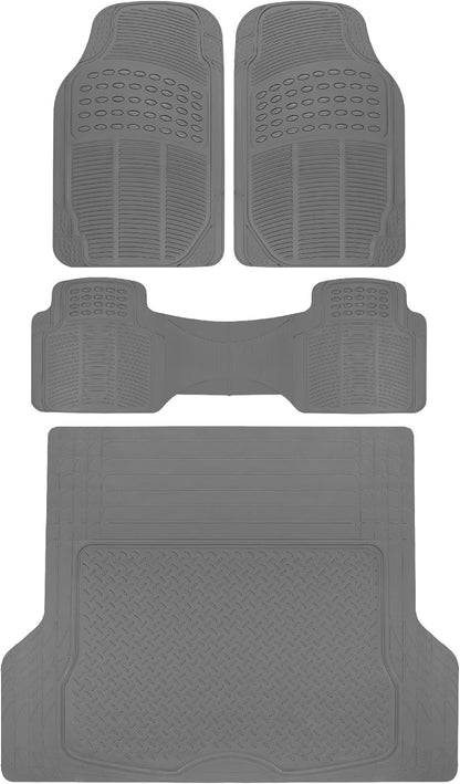 BDK ProLiner Car Floor Mats for Cars Trucks SUV, 3-Piece All-Weather Heavy Duty Rubber Liners with Universal Trimmable Fit, Durable Waterproof Vehicle Auto Floor Mats with Capture Ridges Black