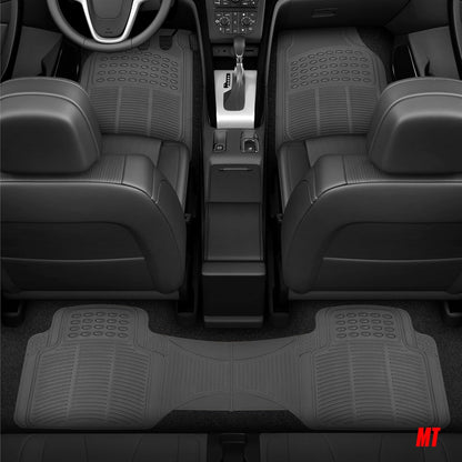 BDK ProLiner Car Floor Mats for Cars Trucks SUV, 3-Piece All-Weather Heavy Duty Rubber Liners with Universal Trimmable Fit, Durable Waterproof Vehicle Auto Floor Mats with Capture Ridges Black