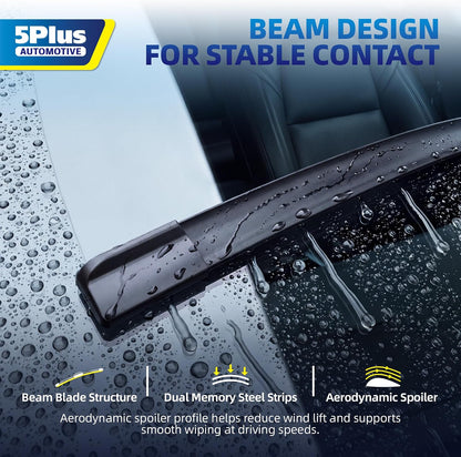 5 PLUS 22" and 22" Windshield Wipers Blades 2 Pack,All-Weather Performance - Colors B