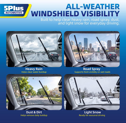 5 PLUS 22" and 22" Windshield Wipers Blades 2 Pack,All-Weather Performance - Colors B