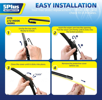 5 PLUS 22" and 22" Windshield Wipers Blades 2 Pack,All-Weather Performance - Colors B