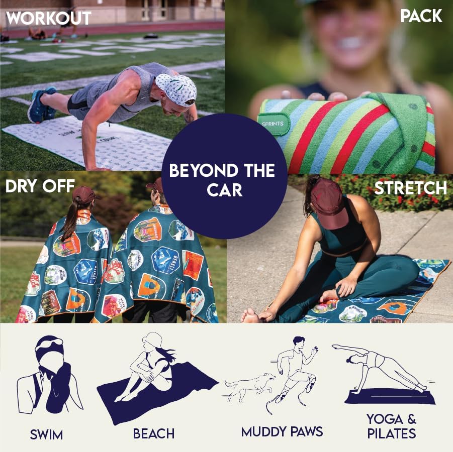 Athletic Running Towel, Full-Sized, Car Seat Cover - Performance Microfiber (Garden of Races Past) - Colors B