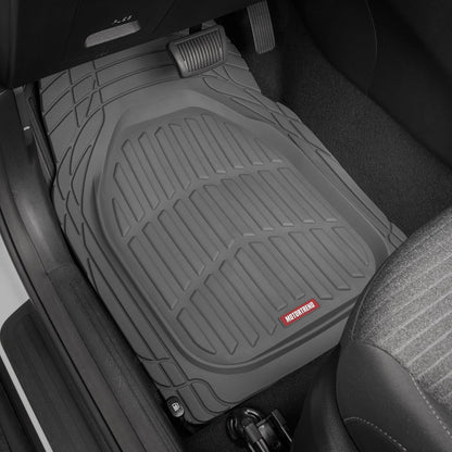 Motor Trend -2 Piece Front Car Floor Mats- Black FlexTough Contour Liners-Deep Dish Heavy Duty Rubber Floor Mats for Car SUV Truck & Van-All Weather Protection, Universal Trim to Fit