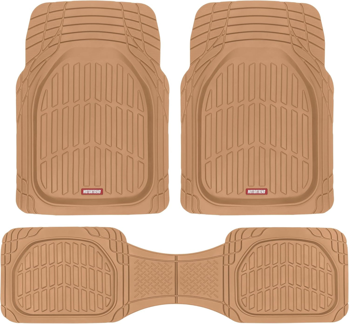Motor Trend -2 Piece Front Car Floor Mats- Black FlexTough Contour Liners-Deep Dish Heavy Duty Rubber Floor Mats for Car SUV Truck & Van-All Weather Protection, Universal Trim to Fit