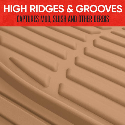 Motor Trend -2 Piece Front Car Floor Mats- Black FlexTough Contour Liners-Deep Dish Heavy Duty Rubber Floor Mats for Car SUV Truck & Van-All Weather Protection, Universal Trim to Fit