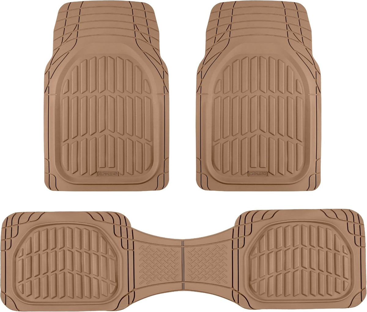 Motor Trend -2 Piece Front Car Floor Mats- Black FlexTough Contour Liners-Deep Dish Heavy Duty Rubber Floor Mats for Car SUV Truck & Van-All Weather Protection, Universal Trim to Fit