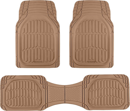 Motor Trend -2 Piece Front Car Floor Mats- Black FlexTough Contour Liners-Deep Dish Heavy Duty Rubber Floor Mats for Car SUV Truck & Van-All Weather Protection, Universal Trim to Fit