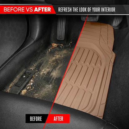 Motor Trend -2 Piece Front Car Floor Mats- Black FlexTough Contour Liners-Deep Dish Heavy Duty Rubber Floor Mats for Car SUV Truck & Van-All Weather Protection, Universal Trim to Fit