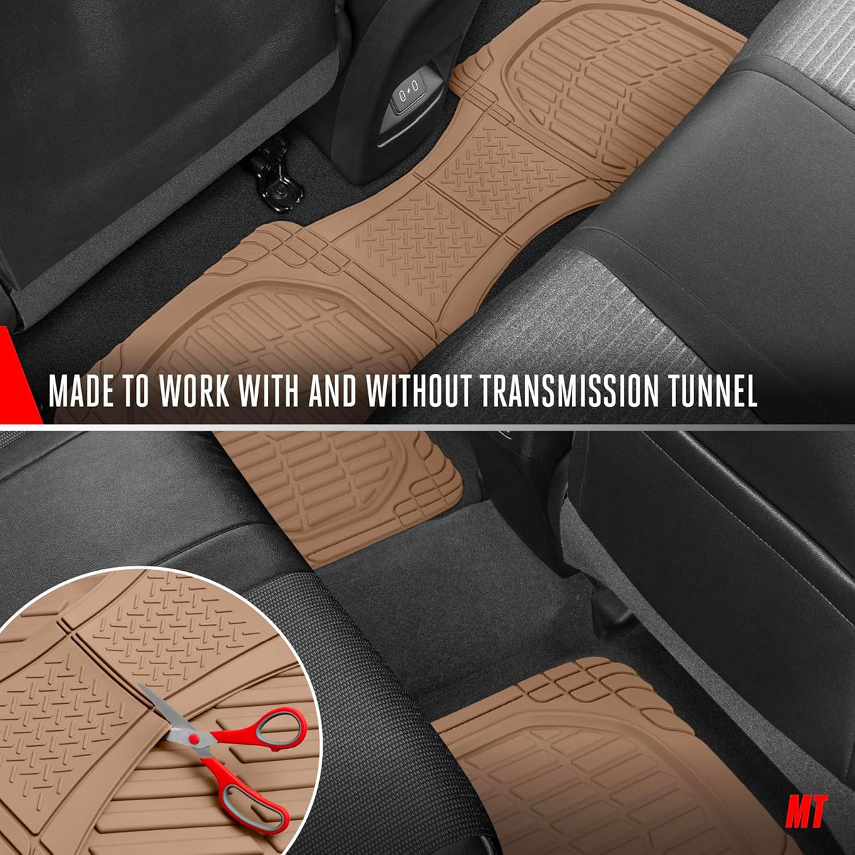 Motor Trend -2 Piece Front Car Floor Mats- Black FlexTough Contour Liners-Deep Dish Heavy Duty Rubber Floor Mats for Car SUV Truck & Van-All Weather Protection, Universal Trim to Fit